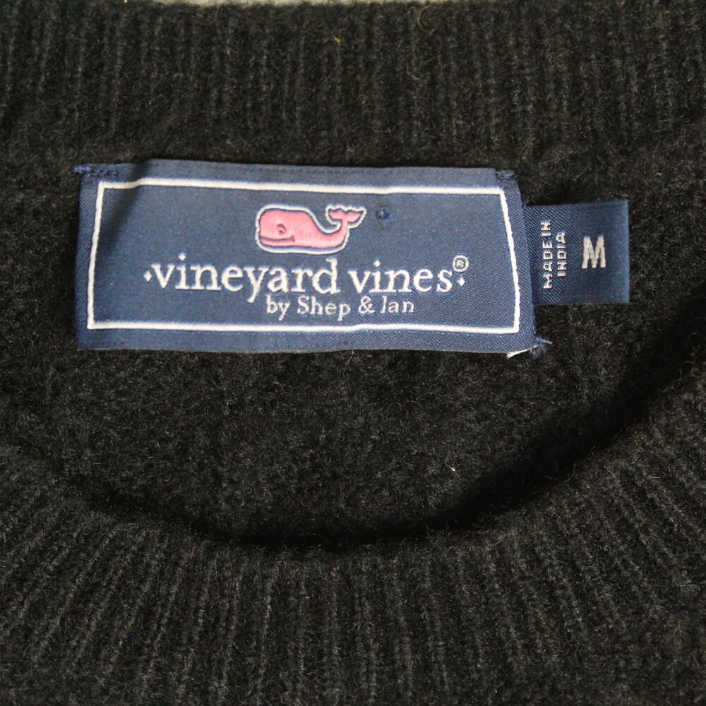 Vineyard Vines Cable Knit Sweater Womens Medium Black Wool Coastal Granddaughter - Picture 5 of 9